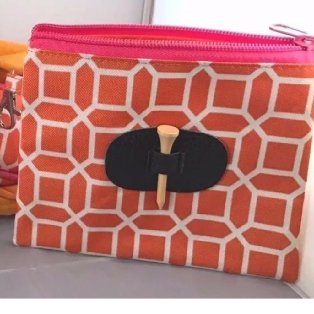 Orange and Pink Golf Tee Bag canvas golf accessories golf ball